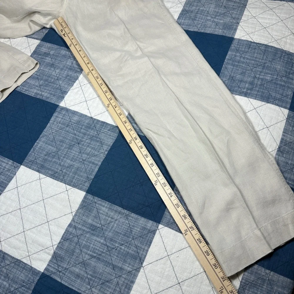 Jos A Bank Men *33x31 Linen Trousers Beige Oatmeal Flat Front Straight Leg Pants